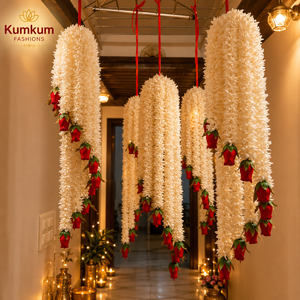 Trending Indian Artificial Jasmine Rose <b>Flower</b> Chandelier Wedding Graduation Decoration Ceiling Balcony Garden Jhumar Home <b>Decor</b> - Product Image 2