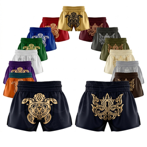 Shorts de boxe en satin pour hommes, Muay Thai professionnel, MMA, logo personnalisé brodé, entraînement d'arts martiaux, shorts souples et durables pour hommes - Product Image 1