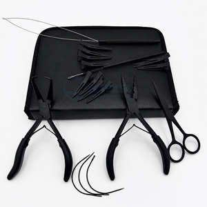 Hair Extension Installation Kit Stainless Steel Pulling <b>Needle</b> Loop Hook <b>Beads</b> Tool Set For Salon Professionals Wholesale - Product Image 6