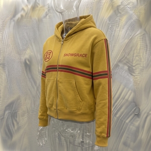 Sweat-shirt à capuche jaune pour homme Snowgrace, design rayé, coton French Terry, vêtement décontracté pour l'automne - Product Image 4