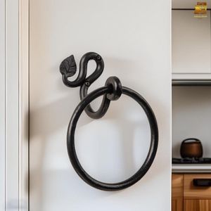 Anillo Porta Toallas de Metal Resistente con Acabado Negro Mate para Montaje en Pared de Baño o Cocina - Product Image 2
