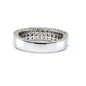 Vente en gros élégant classique 18k or blanc diamant naturel serti de canaux bagues de fiançailles pour fête des femmes - Product Image 3