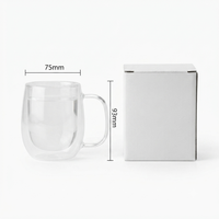 Verre à double paroi en borosilicate transparent réutilisable de 250 ml, résistant à la chaleur, compatible lave-vaisselle et micro-ondes, design nordique personnalisé