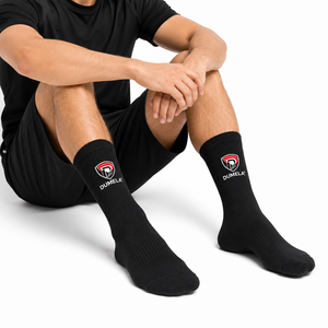 Dumela <b>Black</b> Crew <b>Socks</b> Men Cotton Anti-Bacterial Knitted Breathable Sports Solid Pattern Custom Embroidered Logo Cuff Autumn - Product Image 5
