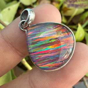 Pendentif élégant en opale noire, argent sterling 925, bijoux faits à la main, style bohème, cadeau d'anniversaire - Product Image 5