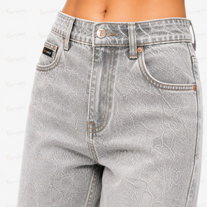 Jeans décontractés pour femmes en gros, pantalons en denim personnalisés, coupe haute, coupe slim, jambe droite, jambe large, Mom, Boyfriend, extensibles - Product Image 6