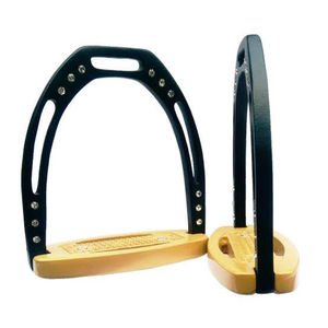 Estribos para Caballo con Cristales |   Estribos Ingleses Ligeros |   Empaque Personalizado de Aluminio Dorado y Negro de 12 cm para Estilo Ecuestre - Product Image 2