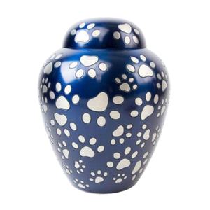 Urnes de crémation en émail blanc en forme de dôme pour cendres d'animal de compagnie Empreinte de patte argentée par urne Souvenir Cendres Artisanat Petit Jeton Urnes Dernières - Product Image 3