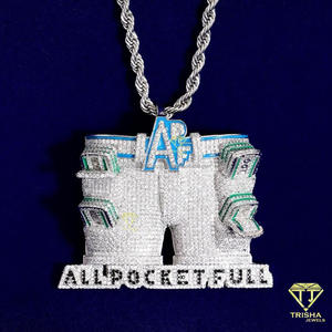 Premium <b>Money</b> Theme Pendant Necklace in 925 Sterling Silver with Iced Out Moissanite Diamond Design - Product Image 3