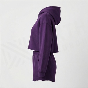 Conjunto de 2 Piezas para Mujer, Sudadera con Capucha de Felpa y Pantalones Cortos, Estilo Casual, Holgado, Largo por Encima de la Rodilla, para Primavera/Verano - Product Image 3