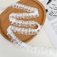 Ruban plissé élastique à volants en dentelle florale noire et blanche en gros pour lingerie, robes, vêtements, couture et loisirs créatifs