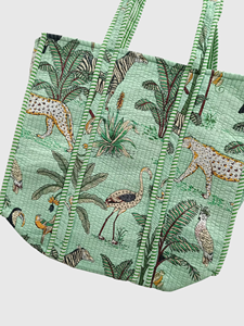 Bolsa de lona con estampado tropical, diseño de leopardo y cebra, diseño abierto en la parte superior para compras - Product Image 4