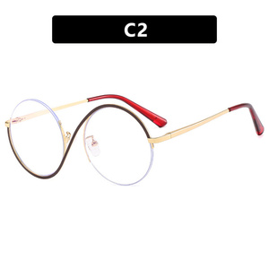 Lmamba 95781 Luxury Trendy Custom Logo Blue <b>Eyeglasses</b> <b>Frame</b> Optical Eyewear Blue Light Blocking Round Glasses - Product Image 2