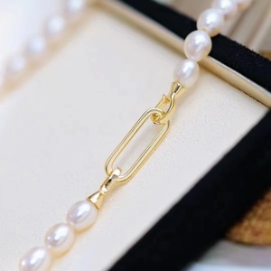 Collier en perles de riz sans graines de haute qualité en argent S925, boucle de 5 à 6 mm, jeune et élégant - Product Image 4