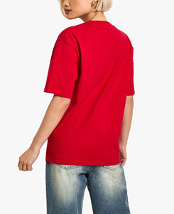 Plus Size Women's Red Crew Neck T-<b>Shirt</b> Short Sleeve 100% Cotton <b>Flame</b> Logo Print Loose Fit Casual Jersey Fabric All Seasons - Product Image 6