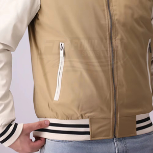 High Quality Slim Polyester/Cotton Flight Bomber <b>Jacket</b> Men Stand Front Embroidered Quilted <b>Lined</b> Winter Varsity Custom - Product Image 3