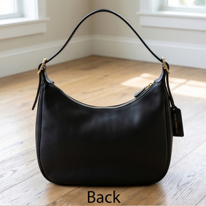 Sac Hobo en Cuir OEM Noir à Bandoulière Unique avec Fermeture Éclair, Style Minimaliste, Utilisation Quotidienne Toutes Saisons - Product Image 2