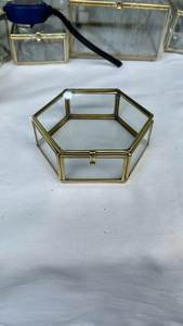 Modern Hexagonal Glass Jewelry <b>Box</b> Bridal Jewelries <b>Storage</b> & Display Case Easy Portable Metal <b>Decorative</b> <b>Box</b> & Bins <b>For</b> Gifting - Product Image 5