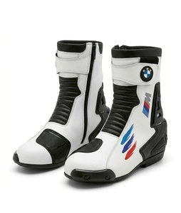 Botas de moto para hombre, blancas y negras, con punta cerrada, cierre de velcro, suela de goma resistente a la abrasión, entresuela de EVA - Product Image 2