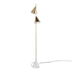 Lampada da terra Glam Metal con cono da 65 pollici, base in oro spazzolato e finto marmo bianco, elegante decorazione per la casa - Product Image 3