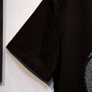 T-shirt tendance 100 % coton avec strass, personnalisé, scintillant, à manches courtes, respirant, écologique, uni pour homme - Product Image 3