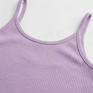 Conjunto de 2 Piezas para Mujer, Top Corto y Pantalones Cortos Acanalados, Color Sólido, Sin Mangas, Estilo Casual, Largo por Encima de la Rodilla, Mezcla de Algodón y Spandex - Product Image 4