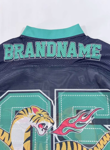 Maillot de football unisexe sur mesure de haute qualité, logo frontal, col en V, coupe classique, respirant, imprimé par sublimation, maille 220g - Product Image 5