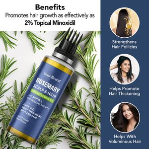 น้ำมันบำรุงผมสมุนไพรใบโรสแมรี่สำหรับการเจริญเติบโตของเส้นผม บรรจุภัณฑ์ฉลากส่วนตัว น้ำมันหอมระเหยธรรมชาติสำหรับทุกสภาพเส้นผม รับรองบริการ OEM/ODM - Product Image 3