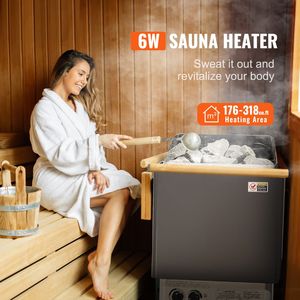 Stufa Elettrica per Sauna 6KW 220V con Controlli Integrati, Timer 3h, Temperatura Regolabile, in Legno di Hemlock Massiccio per Palestra, Bagno Turco, Sauna - Product Image 1