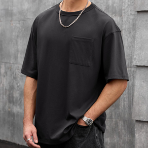 Camiseta de Algodón Transpirable con Logotipo Personalizado, Hombros Caídos, Cómoda, para Hombre, Color Sólido, Resistente, Talla Grande, Diseño en Blanco - Product Image 2