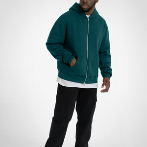 Sweat à capuche personnalisé zippé en molleton de coton premium, style streetwear uni, veste zippée de haute qualité, double fermeture éclair, imprimé 3D, vente en gros - Product Image 5