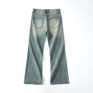 Nouveautés : Jean droit en denim pour homme, coupe classique, en coton respirant, délavé, style urbain, motif écossais, idéal pour l'été - Product Image 2