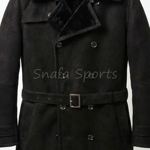Wholesale <b>Men's</b> <b>Shearling</b> Black Sheepskin Leather <b>Jacket</b> with Fur Collar Classic and Trendy Winter Wear leather <b>Jacket</b> - Product Image 3