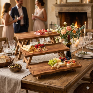 Wholesale Natural Acacia Wooden Cupcake Display <b>Stand</b> 3-Tiered Serving Tray for Party, Wedding, Events from Vietnam - Product Image 3