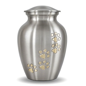 AHO Hermosas Urnas Funerarias Europeas Grises Plateadas con Huella de Pata de Mascota, Ecológicas y Duraderas, para Cenizas, de Metal, con Garantía de 3 Años - Product Image 4