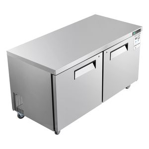 Congelatore Commerciale da Cucina da 60 Pollici (14,8 Cu.Ft) Sottobanco con Illuminazione LED Automatica, 2 Porte e Porta Bloccabile - Product Image 1