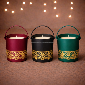 Ensemble de 3 porte-bougies en métal colorés - Product Image 1