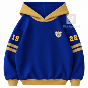 Sweat-shirt personnalisé de la sororité Sigma Gamma Rho, logo brodé sur le devant, bleu et or, manches courtes, coton, pour femme - Product Image 1