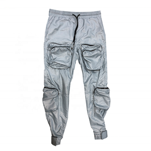 Bright <b>Pink</b> Nylon Cargo Pants <b>Men</b> Windbreak <b>Trousers</b> Drawstring Jogger Pants Sublimation Print OEM <b>Men</b> Nylon Running Pants - Product Image 3
