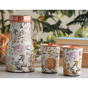 Ensemble de thermos en cuivre en gros avec 2 tasses, motif bohème, vaisselle de voyage portable - Product Image 6