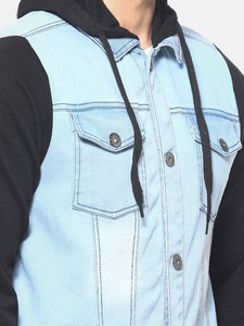 เสื้อแจ็คเก็ตยีนส์สีฟ้าอ่อนสำหรับผู้ชาย มีกระเป๋าด้านหน้า ปกเสื้อพับได้ สวมใส่สบายทรงเข้ารูป เหมาะสำหรับฤดูใบไม้ร่วง ความยาวปกติ - Product Image 5