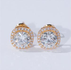 Boucles d'oreilles personnalisées en or blanc 18 carats, clous avec diamant de laboratoire rond taille brillant 0,5 carat, diamant de laboratoire HPHT CVD pour elle - Product Image 3