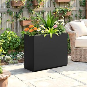 Jardinière rectangulaire moderne noire en acier inoxydable OEM, vente en gros, antirouille, pour intérieur et extérieur, pot de fleurs décoratif - Product Image 3