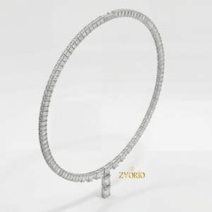 Collar con Colgante de Diamante Cultivado en Laboratorio, Corte Esmeralda, Chapado en Oro Rosa, para Compromiso, Boda o Aniversario, con Cadena de Eslabones, Estilo Lujoso - Product Image 3