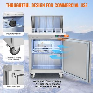 Frigorifero Commerciale in Acciaio Inossidabile da 28 Pollici, 7.4 Cu. Ft. Tavolo per Preparazione Insalate da 12 Posti, Stazione di Preparazione Alimenti, Attrezzatura da Cucina - Product Image 6