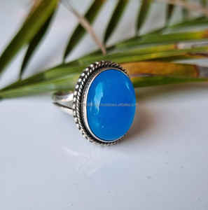Anillo de piedras preciosas de Calcedonia con forma ovalada de Plata de Ley 925 ~ piedra de nacimiento del mes de marzo ~ joyería hecha a mano ~ regalo para Navidad - Product Image 2