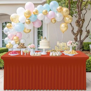 Smiry 6FT Rectangle Waterproof Washable Tablecloth Elastic Spandex Stretch Fitted <b>Cover</b> Skirt for <b>Tables</b> - Product Image 3