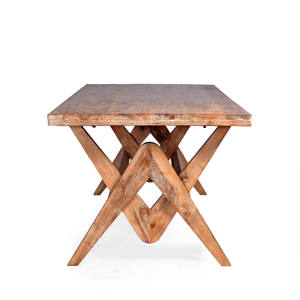 Mesa de Comedor de Madera Sólida Estilo Moderno de Mediados de Siglo, con Patas en V y Base en X, para 6-8 Personas, Venta al Por Mayor - Product Image 3