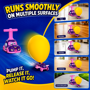 Mirana <b>Balloon</b> Car Launcher Toy Set for 2-3Y Kids-Manual Air <b>Pump</b> Train/Aeroplane/Boat/Astronaut/Racecar Playsets Screen-Free - Product Image 6