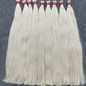 Extensiones de Cabello Humano Vietnamita de Lujo al por Mayor, Cabello Natural Liso Rubio a Granel para Trenzas, Cabello Blanco - Product Image 2
